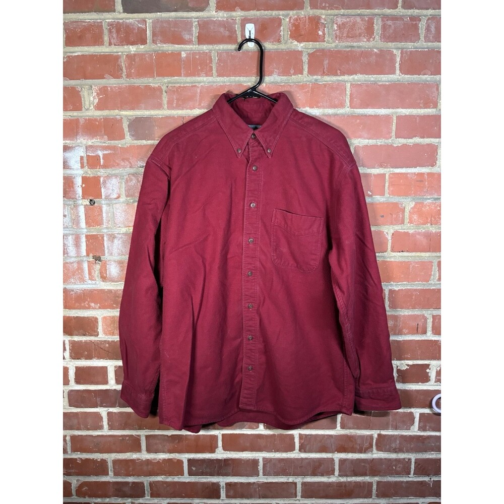 Vintage 90s Woolrich Red Pocket Collared 100% Cotton Button Up Shirt Adult Large
